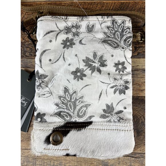 Myra Bag Bloom Bleach Floral Small Crossbody Cowhide Canvas S-1501 - Picture 2 of 6